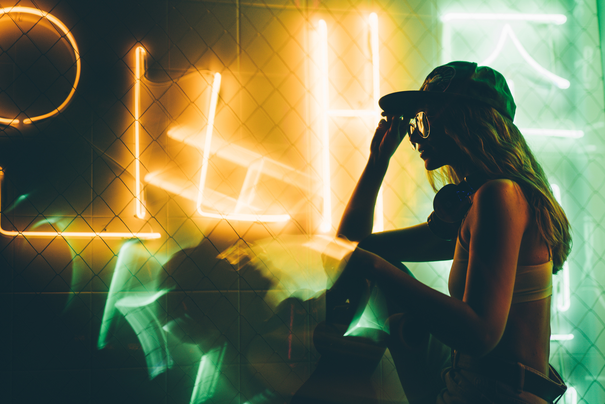 Hip-hop girl in cap.